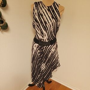 Haute Hippie Silk Dress Medium Sleeveless Animal Print Studded Asymmetrical